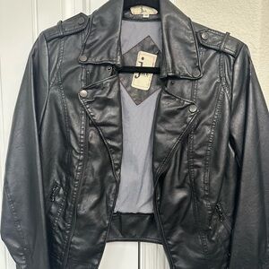 Black Faux Leather Moto Jacket